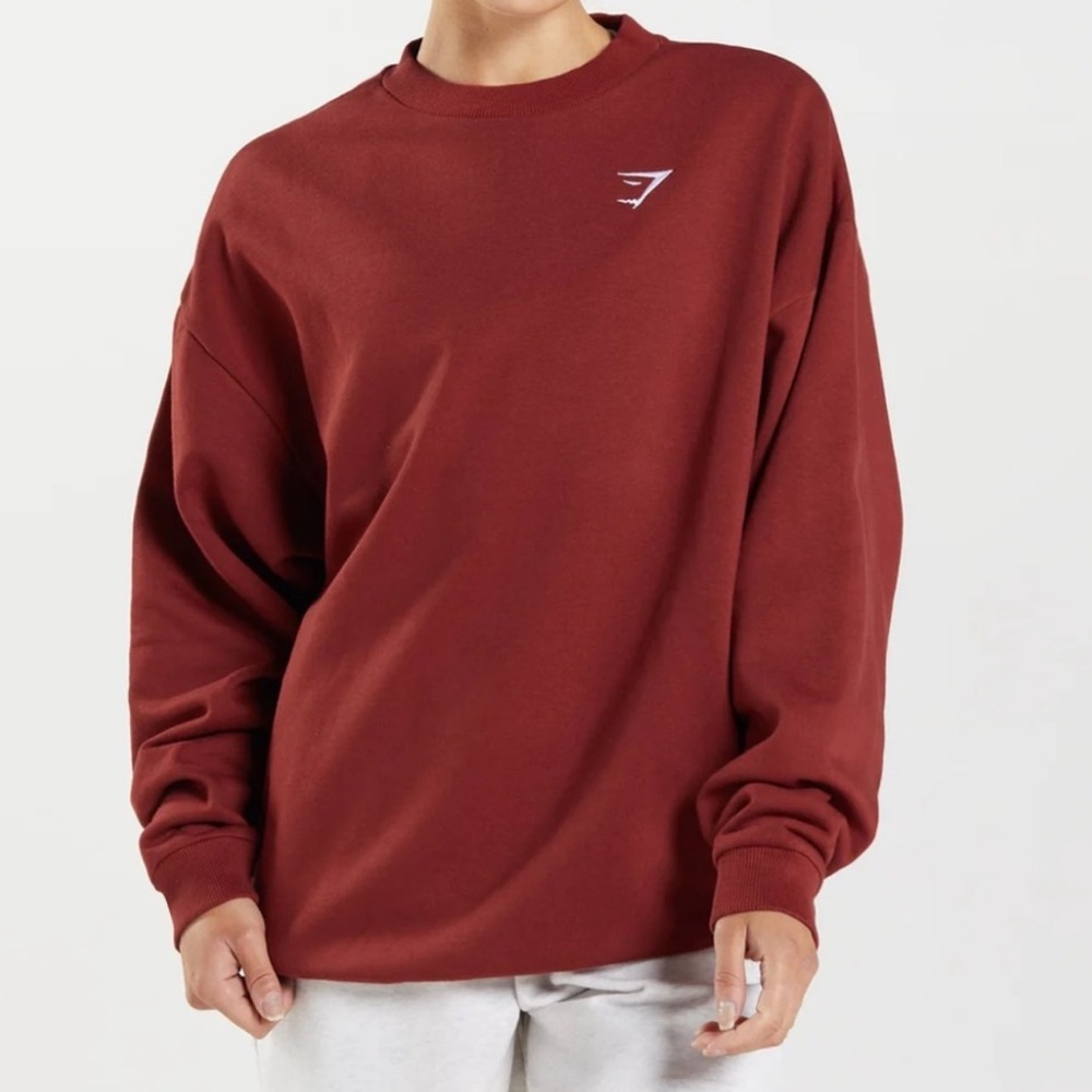 GYMSHARK OVERSIZED TRAINING CREWNECK SWEATSHIRT ROSEWOOD RED